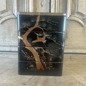 Pine Tree Yamanaka Japanese Lacquer Stack Lunch Bento Box 4-Tier Made in Japan